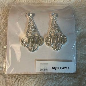 Bel Aire new  rhinestone and silver pierced earrings